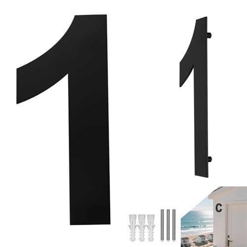 Edelstahl Hausnummer Anthrazit Schwarz Hausnummern Haus House Nummer 152mm/6in Hausnummer Massivem Rostfrei Wetterfestes Korrosionsbeständig Hausnummernschild Groß für Außen Briefkasten (Nummer 1) von Pyroclasia