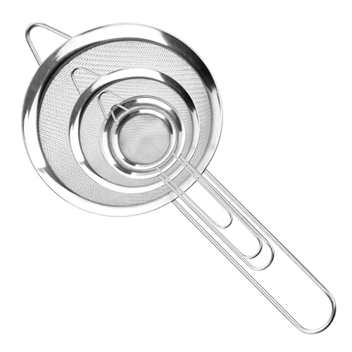 Sieb küche Set Küchensieb Edelstahl 4 PCS 5/8/12/18cm Feines Sieb Klein Feinmaschig Passiersieb Siebe Fein Strainer Haushaltssieb mit Verstärktem Griff für Kochen,Quinoa,Mehl,Reis,Puderzucker,Tee von Pyroclasia