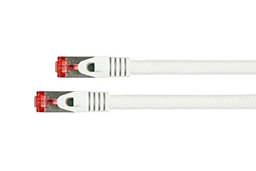 PYTHON Cat.6 RJ45 Ethernet LAN Patchkabel mit Rastnasenschutz und Nylongeflecht, S/FTP, PiMF, PVC, 250MHz, OFC, Gigabit-fähig (10/100/1000-Base-T Ethernet Netzwerke) - weiß, 5 m von Python