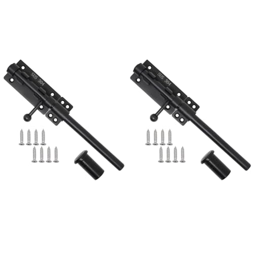 Pyugxab 2 x robuster Schieberiegel mit Vorhängeschloss, horizontaler Bolzenriegel, Bodenriegel, Hardware (Schwarz, 25,4 cm) von Pyugxab
