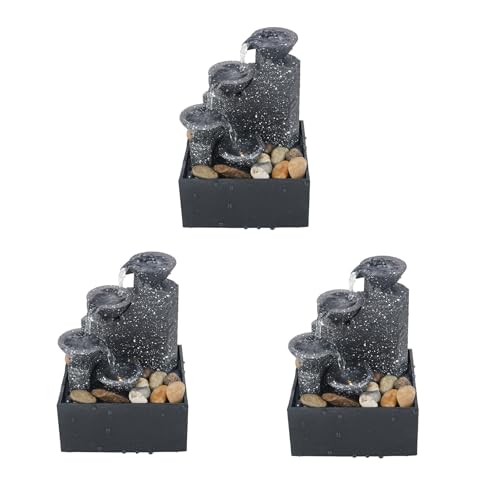 Pyugxab 3 x kleiner Brunnen für Zuhause, Büro, Schreibtisch, Glücksbringer, fließendes Wasser, Landschaftsdekoration, Bastelgeschenke von Pyugxab
