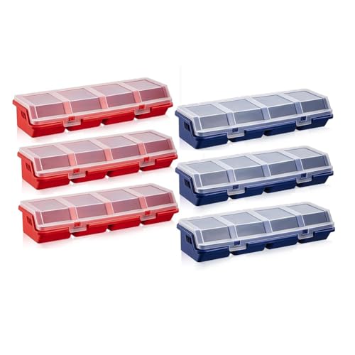 Pyugxab 6er-Pack Schrauben-Organizer-Box mit Deckel, 4 Fächer, Werkzeugbehälter, Trennfachbehälter, Sortierschrauben-Werkzeugkasten von Pyugxab