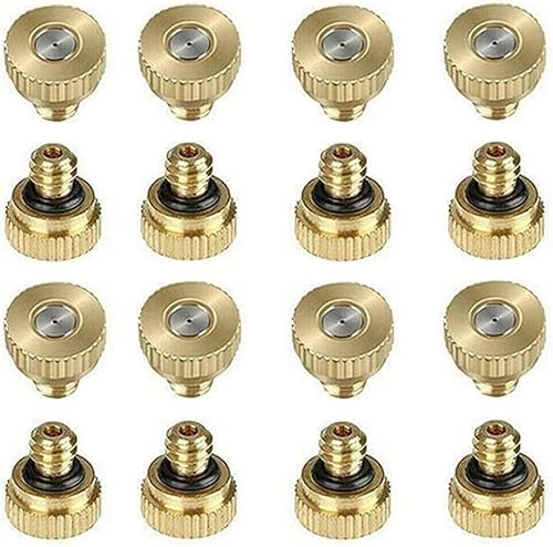 15 Stück Misting Düsen, Messing Nebeldüsen, Sprühnebel Düsen, Garten Bew Sserung Sprühdüse, Messing Sprühdüse, 0,3 mm, für Outdoor Kühlsystem und Gewächshaus Landschaftsbau Staubschutz (Brass) von Pyuyan