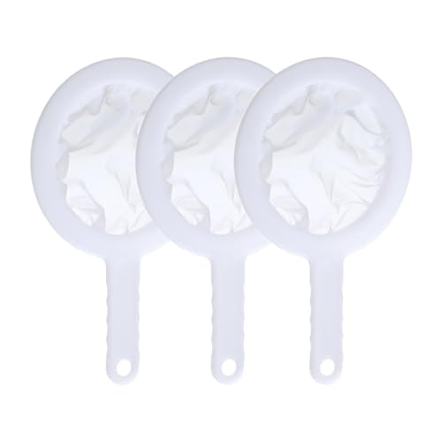 Pyuyan 3 Stück Sieb Filter, Fine Mesh Filter, 400/200 /100 Mesh Hohe Dichte Nylon Sieb, Siebfilter mit Griff, Mesh Küchensieb Kunststoff Für Saft, Milch, Kaffee, Tee (Weiß) von Pyuyan