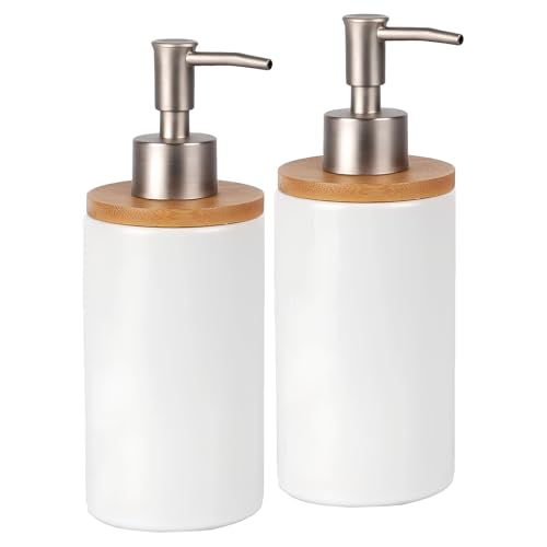Pyuyan 2 Stück Seifenspender aus Keramik, 400ml Seifenspender, Lotionspender aus Keramik, Seifenspender, mit Pumpe, für die Shampoo, Körperreinigung, Handseife, Waschmittel usw von Pyuyan