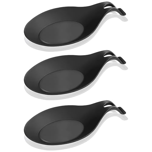 Pyuyan 3 Stück Silikon Löffelablage, Hitzebeständig Löffelablage für Spatel Löffel Kochgeschirr, Küchenutensilienhalter Löffel Ablage, Silikon Löffel Rest, für Küche, Zuhause, Esszimmer von Pyuyan