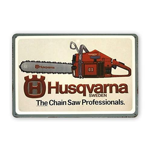 Vintage Tools Equipment Metallschild Husqvarna Kettensägen Poster Blechschild Retro Plaque Wanddekoration für Zuhause Küche Pub Bar Cafe Man Cave Garage 30,5 x 45,7 cm von Pzecaru