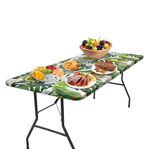 6ft Avocado Pattern Picnic Table Cover, Waterproof Elastic Fitted Camping Table Cloth, Windproof Outdoor Desk Protector For Road Trips, Camping, Tailgating, Car Travel Essentials von Pzuryhg