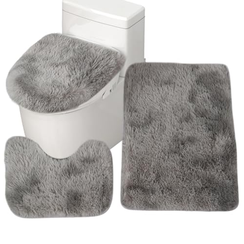 Badezimmer Teppich Set - Krawattenmatte Set zum Duschschutz | Weiche Mikrofaser mit Nicht-Schlupf-Rücken, absorbierende 3-teilige Toilettenmatten-Kombination, U-förmige für Badboden für die Sic Badezimmer Teppich Set - Krawattenmatte Set zum Duschschutz | Weiche Mikrofaser mit Nicht-Schlupf-Rücken, absorbierende 3-teilige Toilettenmatten-Kombination, U-förmige für Badboden für die Sic von Pzuryhg