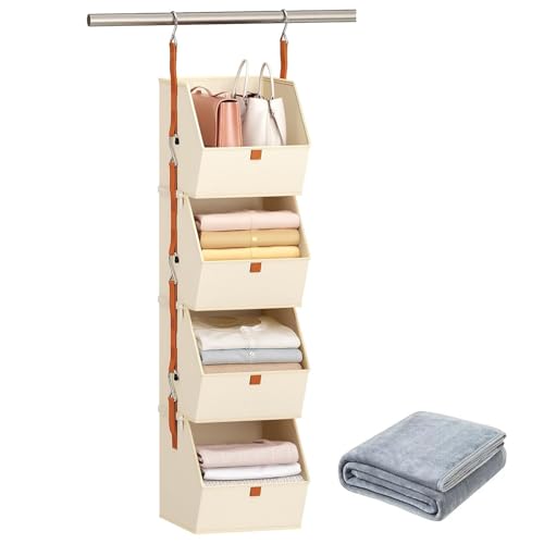 Closet Organizer-4-stufiges Lagerregal für Schlafzimmer Kleidung Schuhe Wäscherei | Metallrahmen mit stapelbaren Würfeln, platzsparende Moderne und praktische tragbares Design für Pantry Garage von Pzuryhg