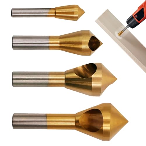 Countersink Chamfer Tool, 4X Deburring Drill Bits Set, 90 Degree Angle Hole Cutter For Metal Stainless Steel Copper Wood Fiberboard, High Speed Steel, Efficient Burr Removal Countersink Chamfer Tool, 4X Deburring Drill Bits Set, 90 Degree Angle Hole Cutter For Metal Stainless Steel Copper Wood Fiberboard, High Speed Steel, Efficient Burr Removal von Pzuryhg