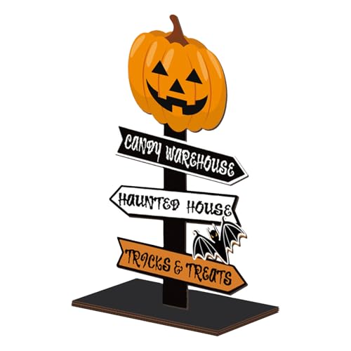 Halloween-Tischdekorationen – Kürbis-Deko für festliche Präsentation | Holzstruktur mit Standfunktion, handbemaltes Finish, ideal für Küche, Eingang, Wohnzimmer, Partyaufbau von Pzuryhg