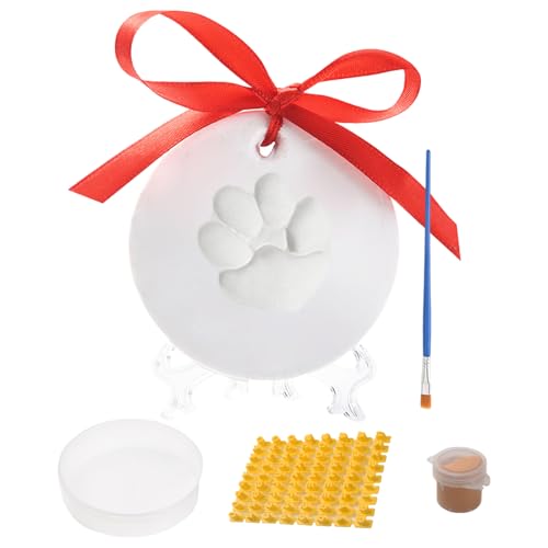 Hundepfotenabdruck-Ornament-Set, lufttrocknende Hand- und Fußabdruck-Kits, Dekoration, einfache Mobilität, Ton-Andenken für Hunde, -Fußabdrücke, Gedenkeindruck, Hundepfotenabdruck-Set für von Pzuryhg