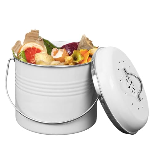 Komposteimer Küchentheke, Arbeitsplatten-Komposteimer mit Deckel, Familiengröße, verzinkter Metallbehälter, Lebensmittelabfallkorb für Küchenabfälle, geruchsfreie Kompostierdose mit Griff, Home E Komposteimer Küchentheke, Arbeitsplatten-Komposteimer mit Deckel, Familiengröße, verzinkter Metallbehälter, Lebensmittelabfallkorb für Küchenabfälle, geruchsfreie Kompostierdose mit Griff, Home E von Pzuryhg