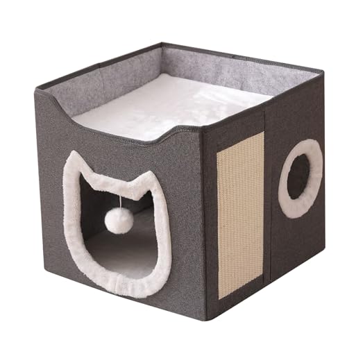 Pet Cave House - Faltbares Katzenhaus für Haustiere | 2 Schicht großes Tuch mit Kratzpolster und Ballhideaway Shelter Bett für Katzen und Hunde, Innen-, Winter-, Außenhaus im Freien Pet Cave House - Faltbares Katzenhaus für Haustiere | 2 Schicht großes Tuch mit Kratzpolster und Ballhideaway Shelter Bett für Katzen und Hunde, Innen-, Winter-, Außenhaus im Freien von Pzuryhg
