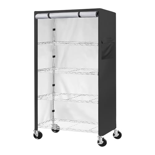 Portable Oxford Cloth Storage Rack Cover, Windproof Wire Shelf Protector with Rolling Organizer Design, Dustproof and Waterproof Shelving Cover for Garage Bedroom Closet Clothes and Warehouse Use von Pzuryhg