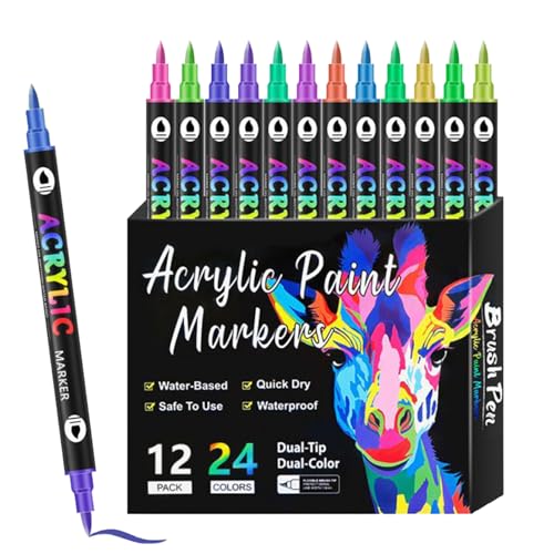 Pzuryhg Acrylstifte zum Malen - Doppelspitze Rock Painting Stifte Set | Lichtbeständige Bastelbedarf, schnell trocknende Zeichenwerkzeuge für Kalligraphie Scrapbooking Pzuryhg Acrylstifte zum Malen - Doppelspitze Rock Painting Stifte Set | Lichtbeständige Bastelbedarf, schnell trocknende Zeichenwerkzeuge für Kalligraphie Scrapbooking von Pzuryhg