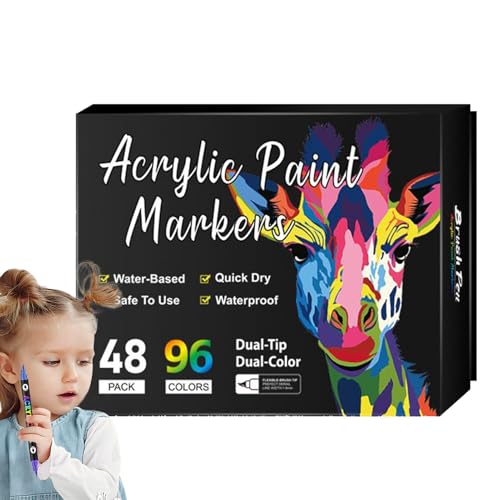 Pzuryhg Akrylstifte Zum Malen | Doppelspitzige Stifte Zum Bemalen Von Steinen,Permanente Bastelmarker Zeichenwerkzeuge Für Stein Stoff Papier von Pzuryhg