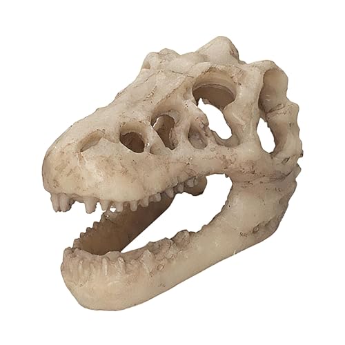 Pzuryhg Aquarium-Dekoration, Kunstharz, nachgeahmter Totenkopf, Dinosaurier-Skelett-Ornament, Aquarium-Dekoration, Höhlenlandschaft, Haustier-Reptilienhaus, realistische Aquarium-Dinosaurier-Ornamente von Pzuryhg