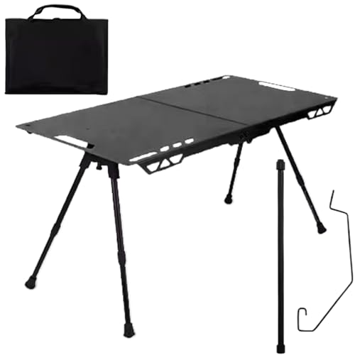 Pzuryhg Campingtisch - Klappbarer Picknicktisch Mit Kochbereich & Tragergriff | Höhenverstellbarer Outdoor-Tisch Mit Lichthalter Für Garten Balkon BBQ Terrasse von Pzuryhg