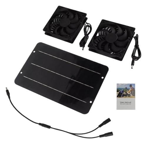 Pzuryhg Durch Solarmodul angetriebener Abluftventilator | Doppellüfter für solare Belüftung im Außenbereich - Belüftungsset Mit Leistungsstarker Kühlung Für Camping Wohnmobil Wandern Rucksacktour von Pzuryhg