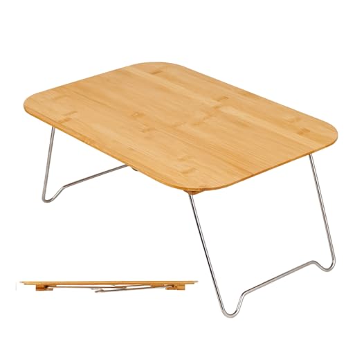 Pzuryhg Klappbarer Campingtisch | Holz Lese- Und Lernschreibtisch,Tragbarer Picknicktisch Für BBQ Garten Tailgating Reisen von Pzuryhg