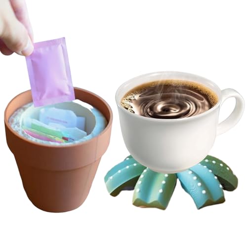Stilvolle Pflanzen -Untersetzer - Blumentopfhalter zum Oberflächenschutz | Kaktusgetränk Untersetzer mit hitzebeständigen, Nicht skidischen Silikonmatten, ideal für Küchentee Kaffeeskann von Pzuryhg