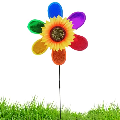 Windspiel Für Den Außenbereich | Sonnenblumen-Spindel Mit Reflektor-Effekt,Bunter Regenbogenschmuck Als Vogelabwehr Für Garten, Rasen, Haus, Obstgarten Und Poolbereich von Pzuryhg