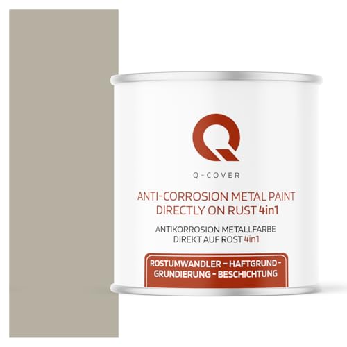 Q-COVER ANTIKORROSION METALLFARBE DIREKT AUF ROSR 4 IN 1 Kieselgrau RAL 7032 2.5L HALBMATT ANTI-ROST METALLSCHUTZLACK METALLLACK METALLSCHUTZFARBE RAL FARBE FÜR METALL von Q-COVER