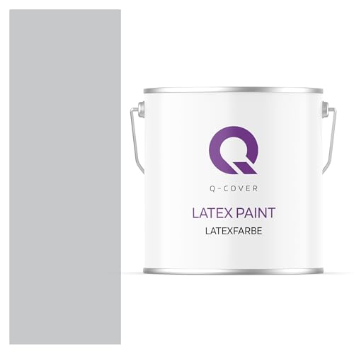 Q-COVER Latexfarbe 5 L Hellgrau Innenfarbe Wandfarbe Deckenfarbe Klasse 3 Mattfarbe Scheuerfest Hohe Deckkraft von Q-COVER