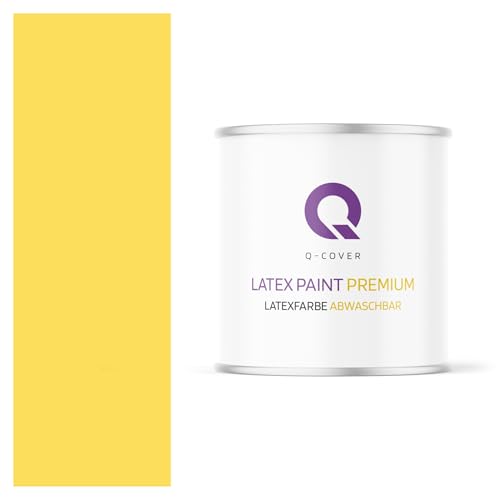 Q-COVER Latexfarbe Abwaschbar 2L (ca.14m2) Gelb Farbton Innenfarbe Wandfarbe Deckenfarbe Klasse 2 Mattfarbe Für Allergiker Scheuerfest Geruchlos Frei Von Voc von Q-COVER