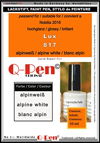 Q-Pen Original Lackstift for Nobilia LUX 817 Alpinweiß HG; by von Q-Pen Original