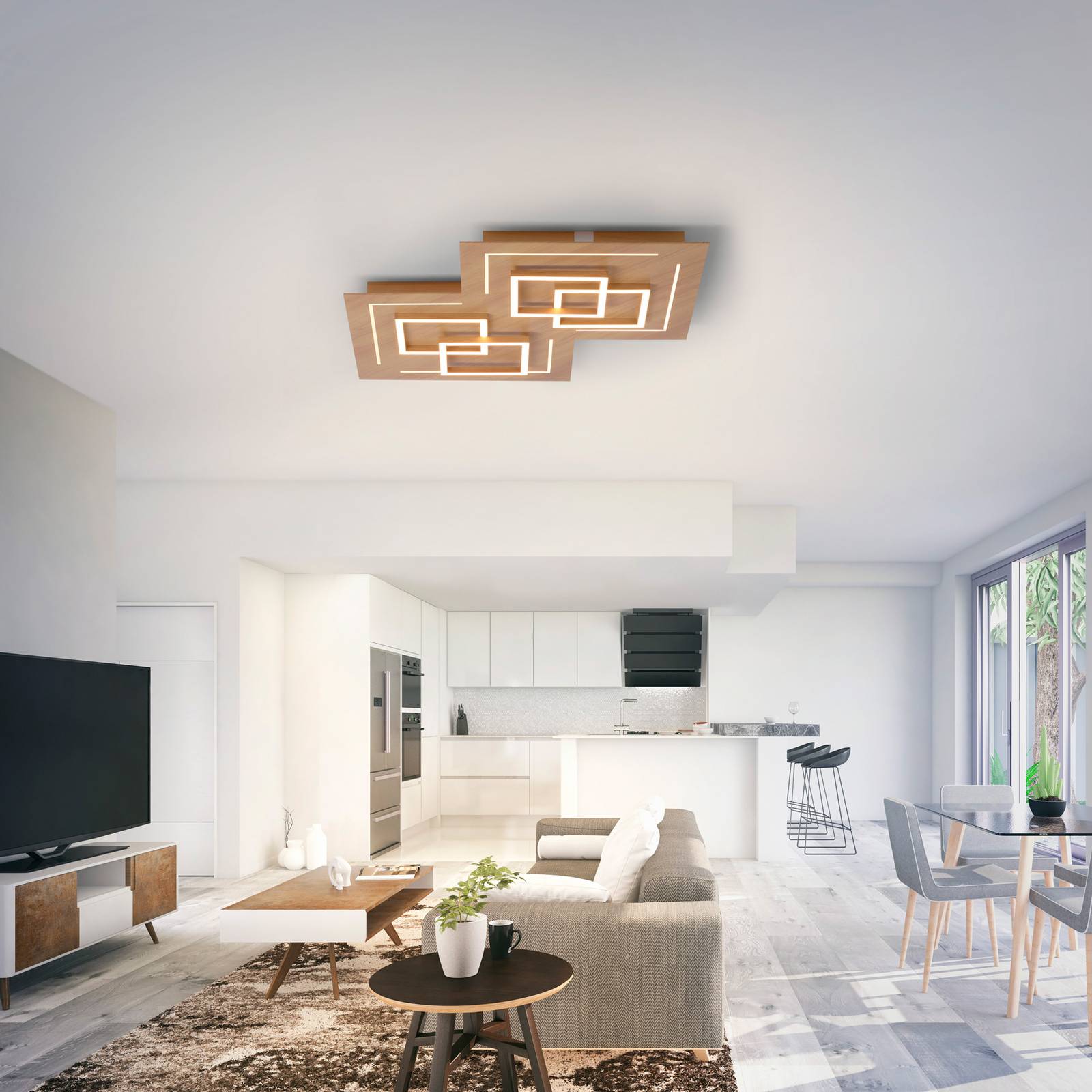 Paul Neuhaus Q-LINEA LED-Decke Holzdekor 60cm von Q-Smart-Home