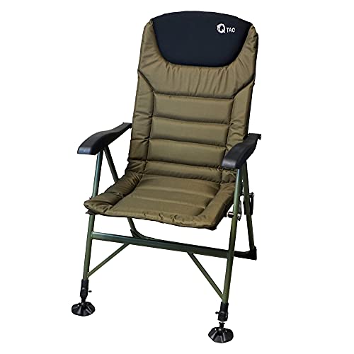 Q-Tac Angelstuhl Deluxe – Karpfenstuhl bis 150 kg mit Armlehne & faltbar, Campingstuhl von Q-Tac