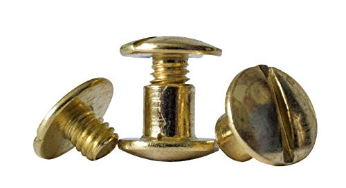 Q-tools® Buchschrauben 5mm gold | 20 Stück | Knopfnieten 5mm / Ledernietenset/Gürtelschrauben |Ziernieten, Schraubnieten | Verbindungsschrauben für Westerntrense, Messergriff von Q Tools