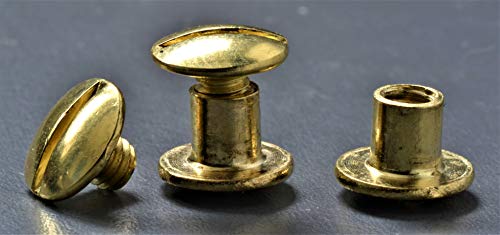Buchschrauben 5mm / gold vermessingt/Nieten für Leder/Buchnieten 20,40,60,100 Stück (60) von Q Tools