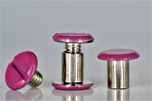 Q-tools® Buchschrauben/Schraubnieten | Buchschrauben 7mm pink | 20 Stück | Chicago Schrauben/Gürtelschrauben/Ziernieten/Ledernieten zur Lederbearbeitung von Q Tools