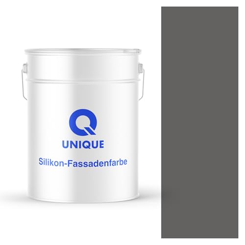 Q UNIQUE Fassadenfarbe Anthrazit 10L – Silikonharz-Außenfarbe, Wetterfest, Selbstreinigend, Hohe Deckkraft, UV-Beständig, Für WDVS, Beton & Mineralische Untergründe von Q UNIQUE