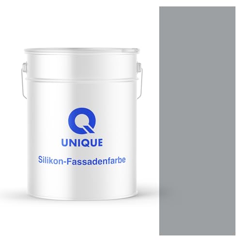 Q UNIQUE Fassadenfarbe Grau-blau 10L – Silikonharz-Außenfarbe, Wetterfest, Selbstreinigend, Hohe Deckkraft, UV-Beständig, Für WDVS, Beton & Mineralische Untergründe von Q UNIQUE