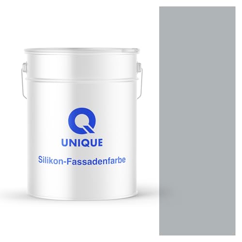 Q UNIQUE Fassadenfarbe Hellgrau-blau 10L – Silikonharz-Außenfarbe, Wetterfest, Selbstreinigend, Hohe Deckkraft, UV-Beständig, Für WDVS, Beton & Mineralische Untergründe von Q UNIQUE