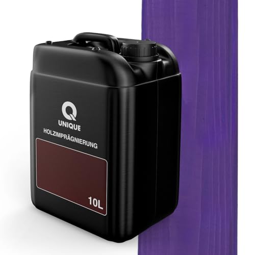 Q UNIQUE Holzimprägnierung Farbton 2in1 10L | Farbiger Holzschutz für außen & innen | Wetterfest & UV-beständig | Farbe: Violett | Für Zäune, Gartenmöbel, Terrassen, Holzfassaden von Q UNIQUE
