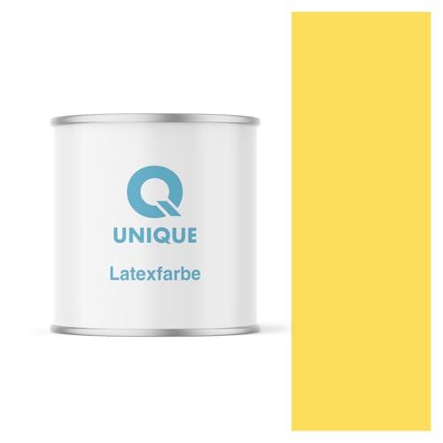 Q UNIQUE Latexfarbe 2L (ca.14m2) Gelb Innenfarbe Wandfarbe Deckenfarbe Klasse 3 Mattfarbe Scheuerfest Hohe Deckkraft von Q UNIQUE