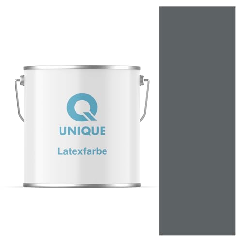 Q UNIQUE Latexfarbe 5L (ca.35m2) Anthrazit Innenfarbe Wandfarbe Deckenfarbe Klasse 3 Mattfarbe Scheuerfest Hohe Deckkraft von Q UNIQUE