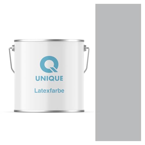 Q UNIQUE Latexfarbe 5L (ca.35m2) Grau Innenfarbe Wandfarbe Deckenfarbe Klasse 3 Mattfarbe Scheuerfest Hohe Deckkraft von Q UNIQUE