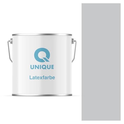 Q UNIQUE Latexfarbe 5L (ca.35m2) Hellgrau Innenfarbe Wandfarbe Deckenfarbe Klasse 3 Mattfarbe Scheuerfest Hohe Deckkraft von Q UNIQUE