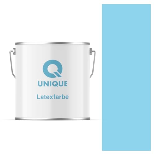 Q UNIQUE Latexfarbe 5L (ca.35m2) Himmelblau Innenfarbe Wandfarbe Deckenfarbe Klasse 3 Mattfarbe Scheuerfest Hohe Deckkraft von Q UNIQUE