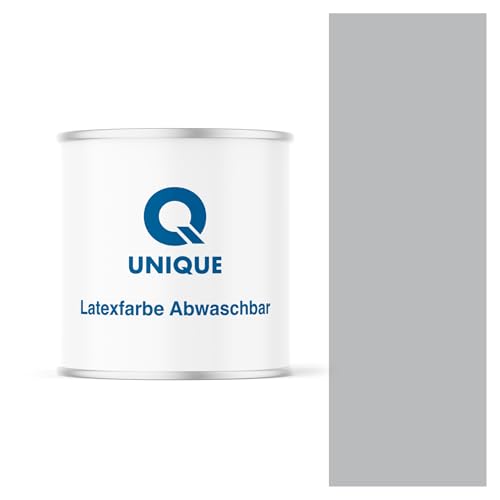 Q UNIQUE Latexfarbe ABWASCHBAR 2L (ca.14m2) Grau, Waschbare, hochdeckende, tiefmatte Latexfarbe auf Basis von Ethylen-Vinylacetat-Copolymer. VOC-frei, geeignet für Wände/Decken in Innenräu von Q UNIQUE