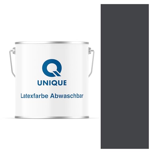 Q UNIQUE Latexfarbe ABWASCHBAR 5L (ca.35m2) Schwarz, Waschbare, hochdeckende, tiefmatte Latexfarbe auf Basis von Ethylen-Vinylacetat-Copolymer. VOC-frei, geeignet für Wände/Decken in Innenräu von Q UNIQUE