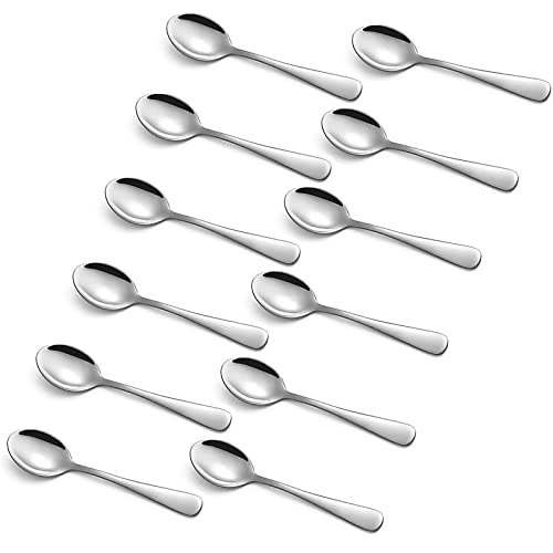 Q&A Espresso-Kaffeelöffel, 12 Stück, Edelstahl, Mini-Löffel, 10,7 cm, helles Besteck, kleine Teelöffel, Demitasse-Löffel von Q&A
