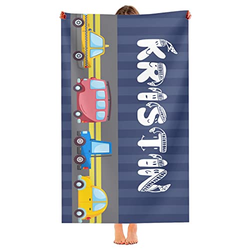 Q&K Personalisiertes Strandtuch mit Namen, Mikrofaser Strandtuch Groß, Personalisiertes Badetuch, für Sommer, Strand, Pool Party, Schwimmen, Reisen Duschtuch, Baddekoration - 75×150cm von Q&K